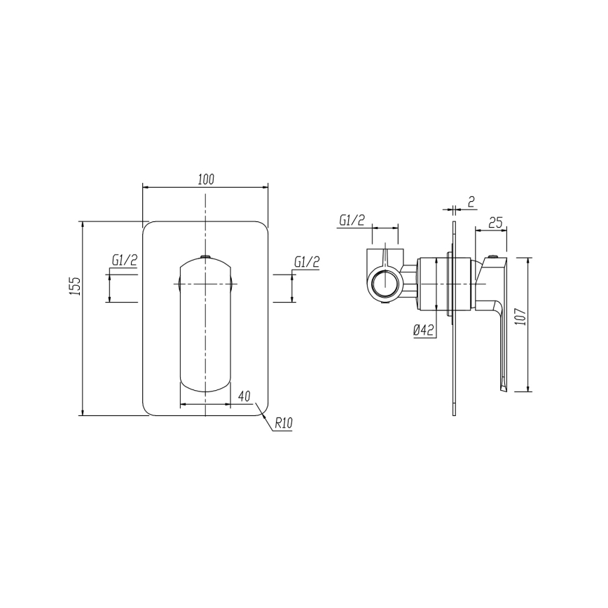 Sapho - Suihkuhana piilotettuun asennukseen MIXONA, kiiltävä kromi