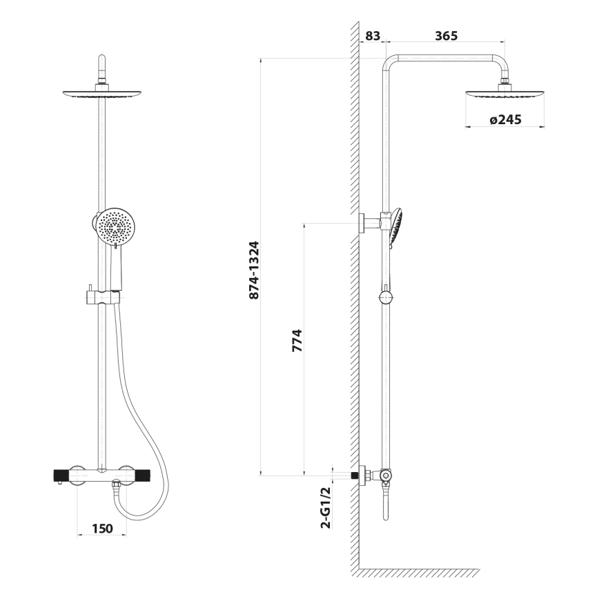 Sapho - Suihkusetti SOLARIS sekoittajalla, kiiltävä kromi