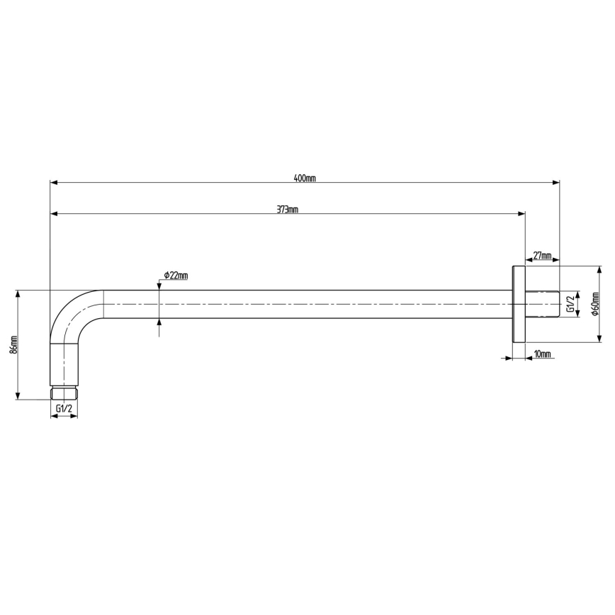 Sapho - Suihkuvarsi pyöreä 40 cm matta musta