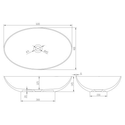 Sapho - tasolle asennettava pesuallas FORMIGO 60x40 cm betoni/beige
