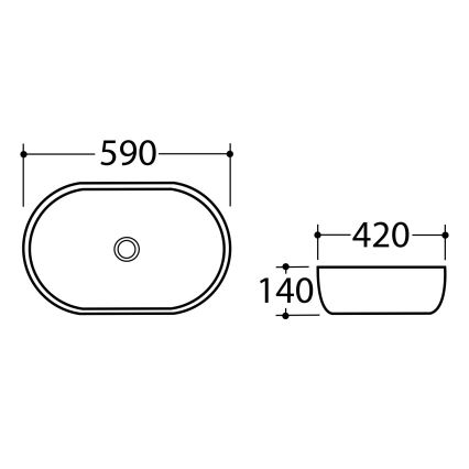 Sapho - Tason päälle asennettava pesuallas DALMA 59x42 cm keramiikka/harmaa