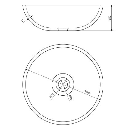 Sapho - Tason päälle asennettava pesuallas PRIORI, Ø 41 cm, ruskea/sininen