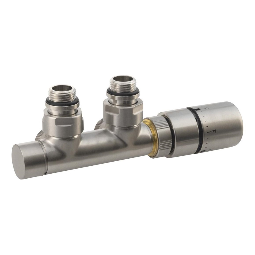 Sapho - Termostaattinen liitäntäsarja keskiliitäntää varten TWIN, mattapintainen ruostumaton teräs