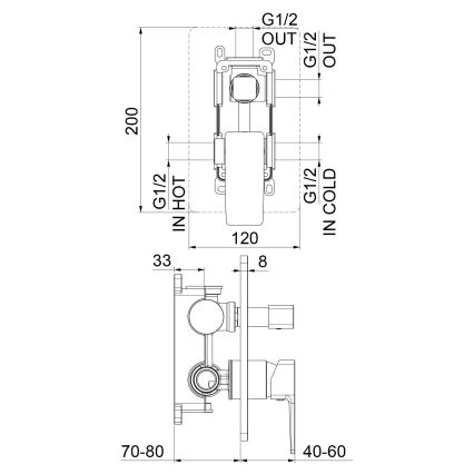 Sapho - TURSI uppoasennettava suihkusekoitin, kiiltävä kromi