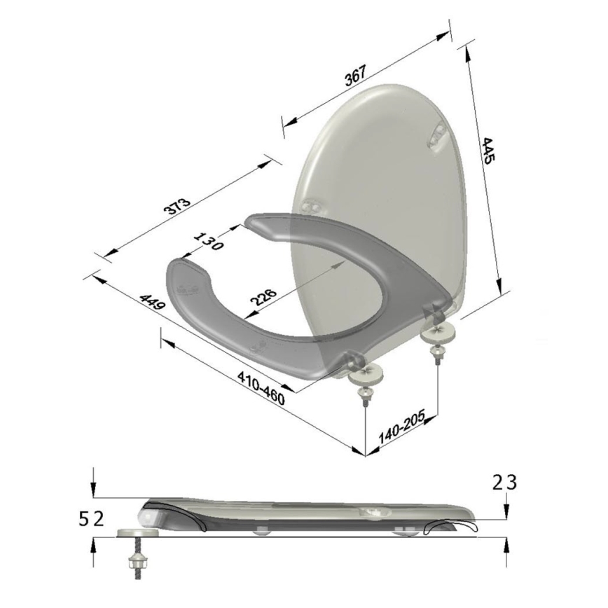 Sapho - WC-istuimen kansi liikuntarajoitteisille, valkoinen/duroplasti