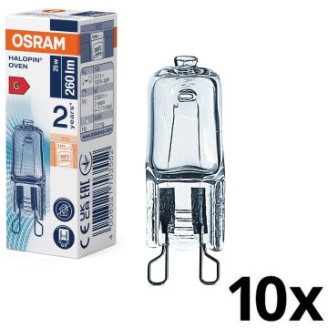 Sarja 10 kpl uunilamppuja HALOPIN G9/25W/230V 2700K - Osram