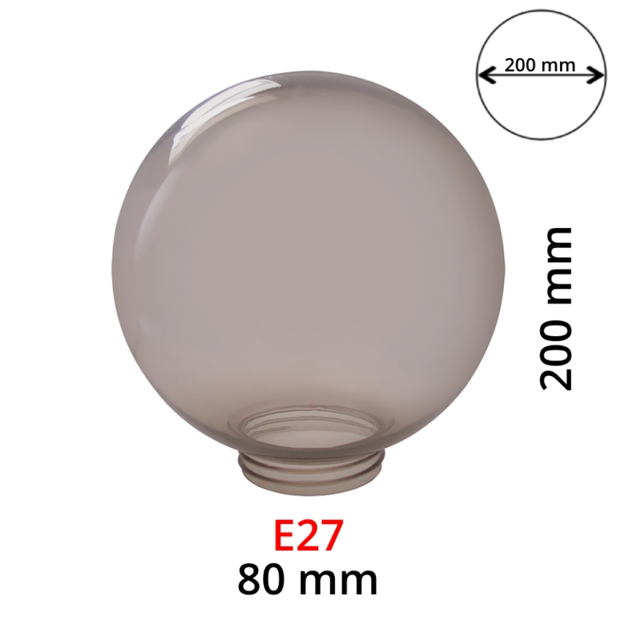 Varaava varjostin seinävalaisimeen, savunvärinen, E27-kanta, halkaisija 20 cm