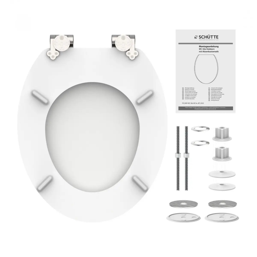 Schütte 84100-A - Valkoinen, pehmeästi sulkeutuva (SoftClose) WC-istuinkansi, valmistettu MDF-levystä
