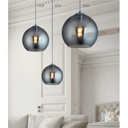 Searchlight - Kattokruunu narulla BALL 1xE27/60W/230V musta