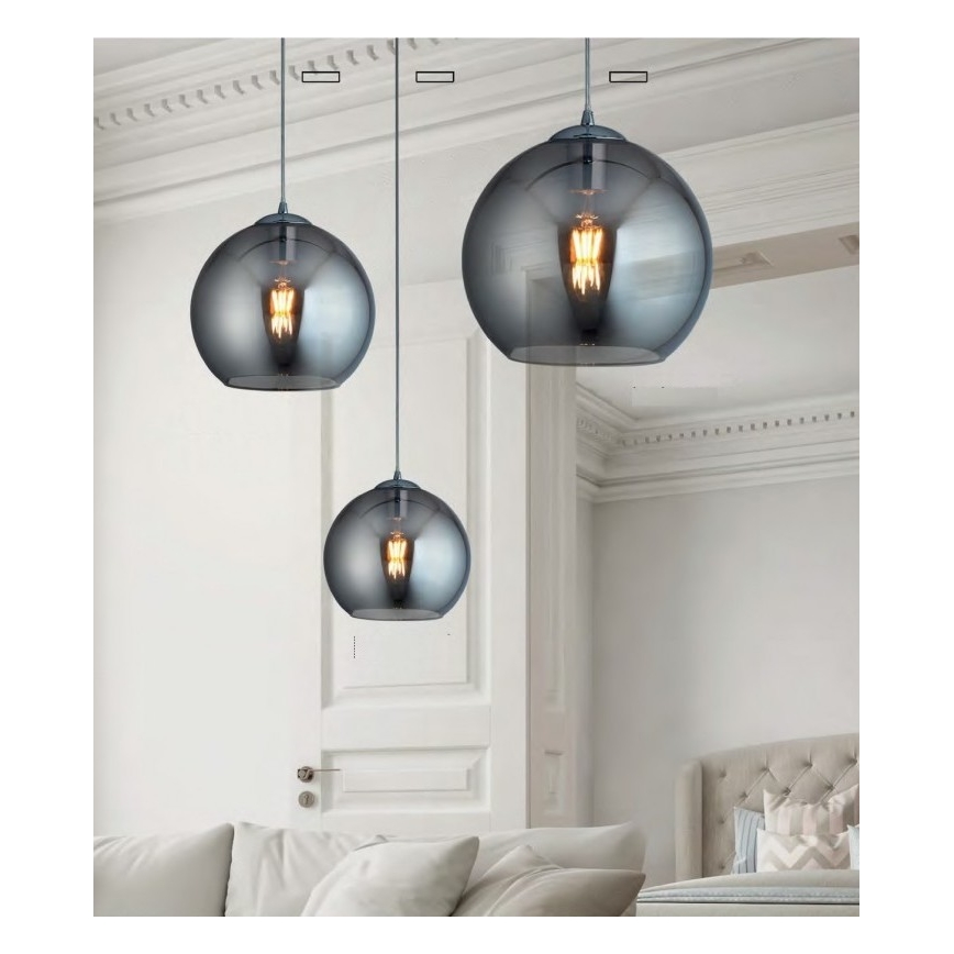 Searchlight - Kattokruunu narulla BALL 1xE27/60W/230V musta