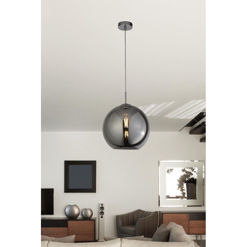 Searchlight - Kattokruunu narulla BALL 1xE27/60W/230V musta