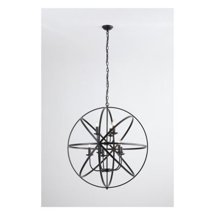 Searchlight - Riippuvalaisin ketjulla ORBIT 8xE14/60W/230V musta