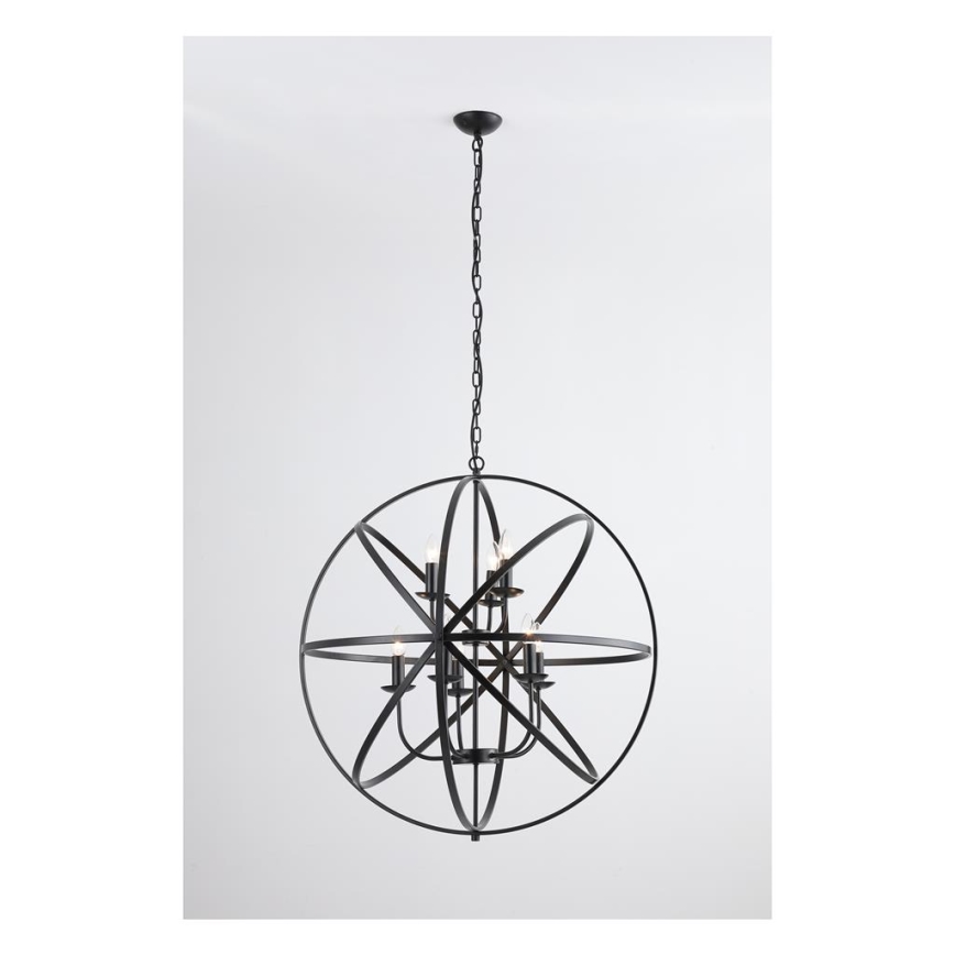 Searchlight - Riippuvalaisin ketjulla ORBIT 8xE14/60W/230V musta