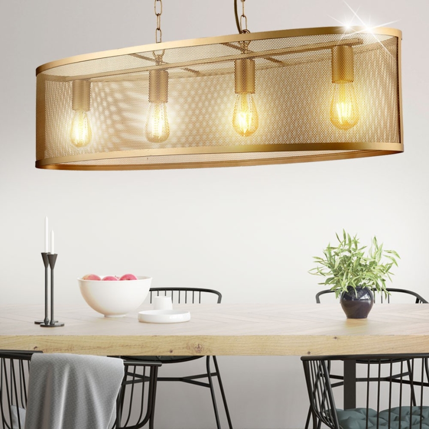 Searchlight - Kattokruunu ketjussa FISHNET 4xE27/60W/230V kultainen