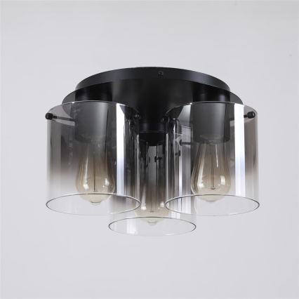 Searchlight - Kattovalaisin SWEDEN 3xE27/60W/230V Ø 39 cm musta/savunvärinen