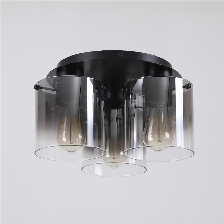 Searchlight - Kattovalaisin SWEDEN 3xE27/60W/230V Ø 39 cm musta/savunvärinen
