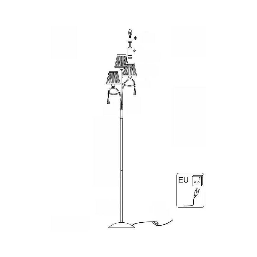 Searchlight - Lattialamppu SIMPLICITY 3xE14/60W/230V kiiltävä kromi