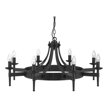 Searchlight - Kattokruunu ketjulla CARTWHEEL 8xE14/60W/230V musta