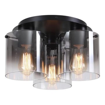 Searchlight - Kattovalaisin SWEDEN 3xE27/60W/230V Ø 39 cm musta/savunvärinen
