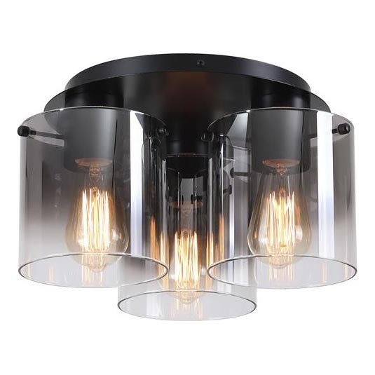 Searchlight - Kattovalaisin SWEDEN 3xE27/60W/230V Ø 39 cm musta/savunvärinen