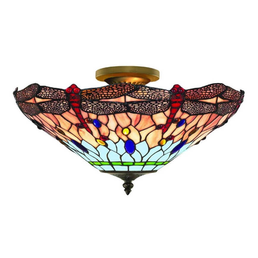 Searchlight - Pinta-asennettava Tiffany kattokruunu DRAGONFLY 3xE14/40W/230V