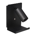 Seinään kiinnitettävä kohdevalaisin hyllyllä ja USB-laturilla 1xGU10/35W/230V musta