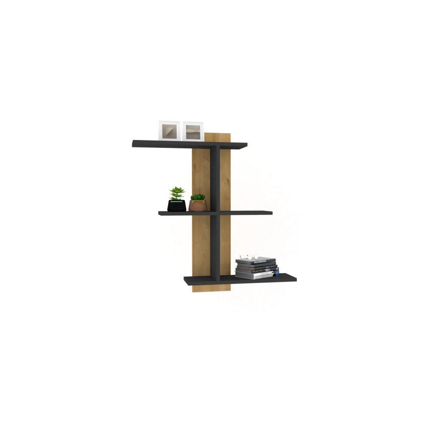 Seinähylly BAHRO 90x111 cm antrasiitti/ruskea