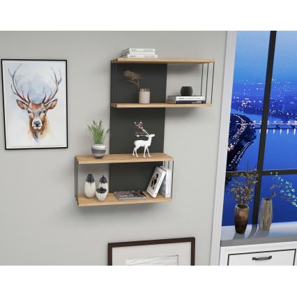 Seinähylly DESTAN 96x65 cm antrasiitti/ruskea