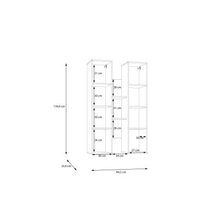 Seinähylly INAR, tammi/ruskea