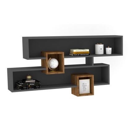 Seinähylly KAREN 120x72,2 cm antrasiitti/ruskea