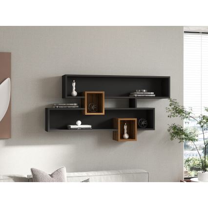 Seinähylly KAREN 120x72,2 cm antrasiitti/ruskea