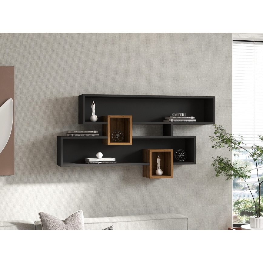 Seinähylly KAREN 120x72,2 cm antrasiitti/ruskea