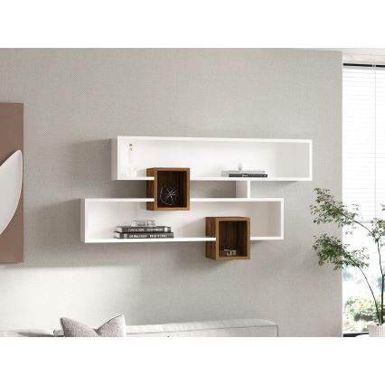 Seinähylly KAREN 120x72,2 cm valkoinen/ruskea