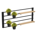 Seinähylly kukkaruukuilla ja LED valaistus SHELF 50x118 cm musta/beige/mänty