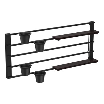 Seinähylly kukkaruukuilla ja LED valaistus SHELF 50x118 cm musta/mänty