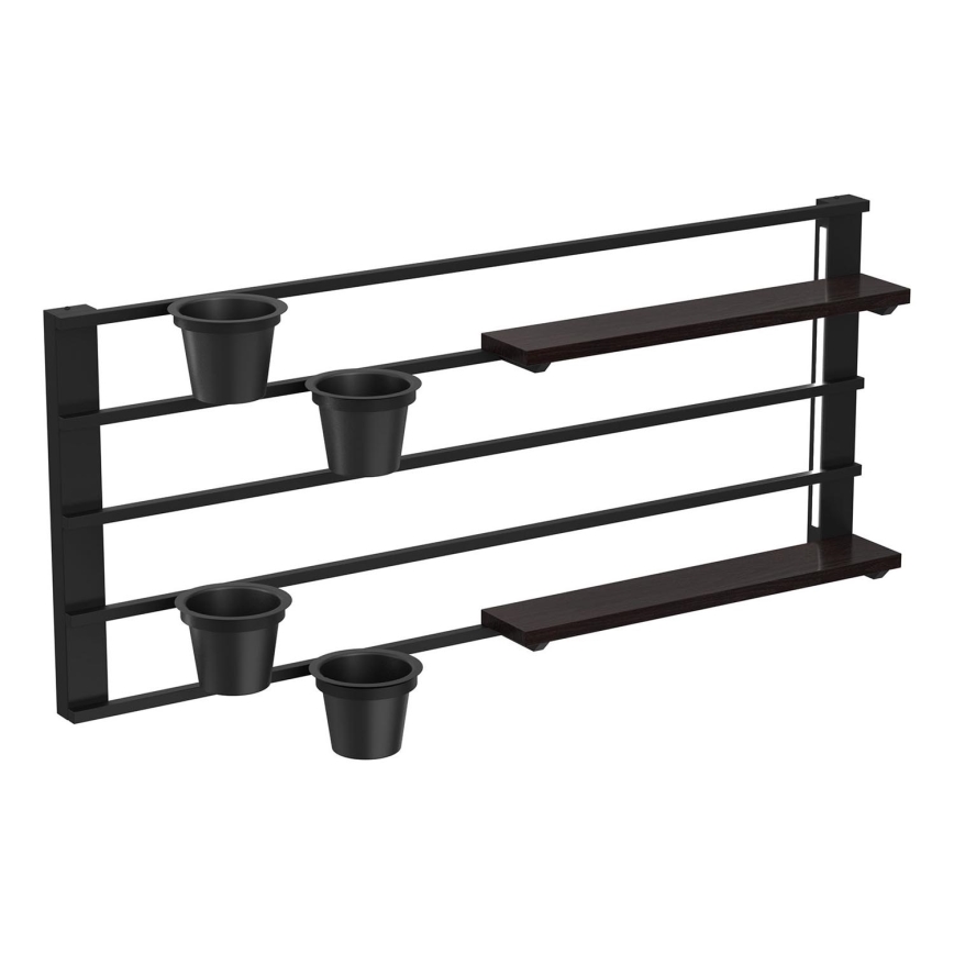 Seinähylly kukkaruukuilla ja LED valaistus SHELF 50x118 cm musta/mänty