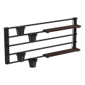 Seinähylly kukkaruukuilla ja LED valaistus SHELF 50x118 cm musta/ruskea/mänty