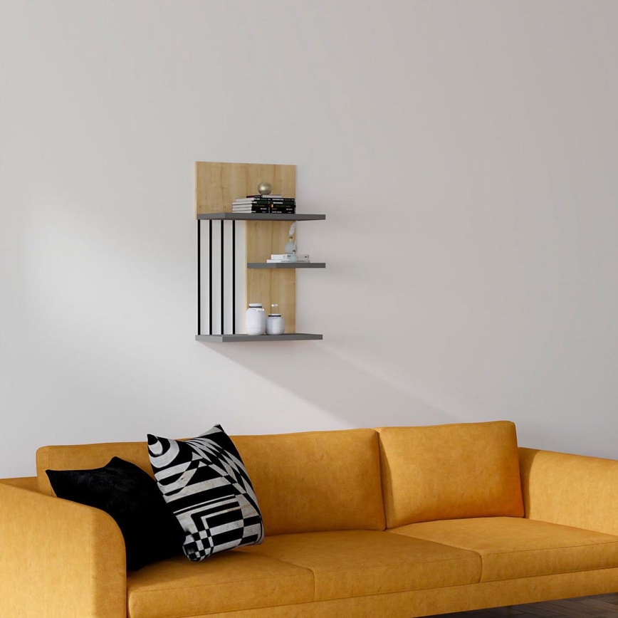 Seinähylly NEZMA 60x40 cm beige/antrasiitti