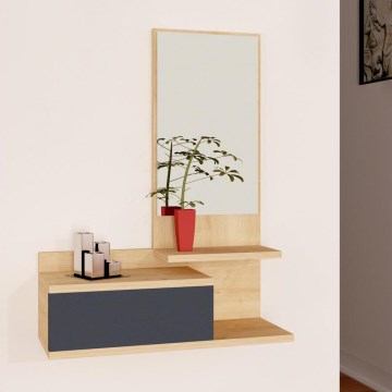 Seinähylly peilillä ROZELLA 90x60 cm beige/antrasiitti