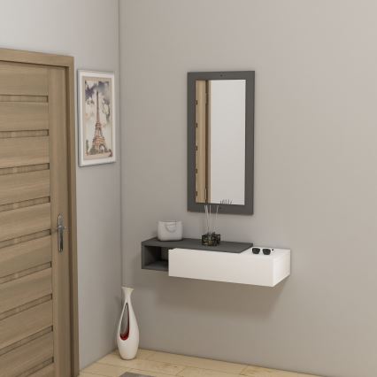 Seinähylly + wall peili VIEN valkoinen/antrasiitti