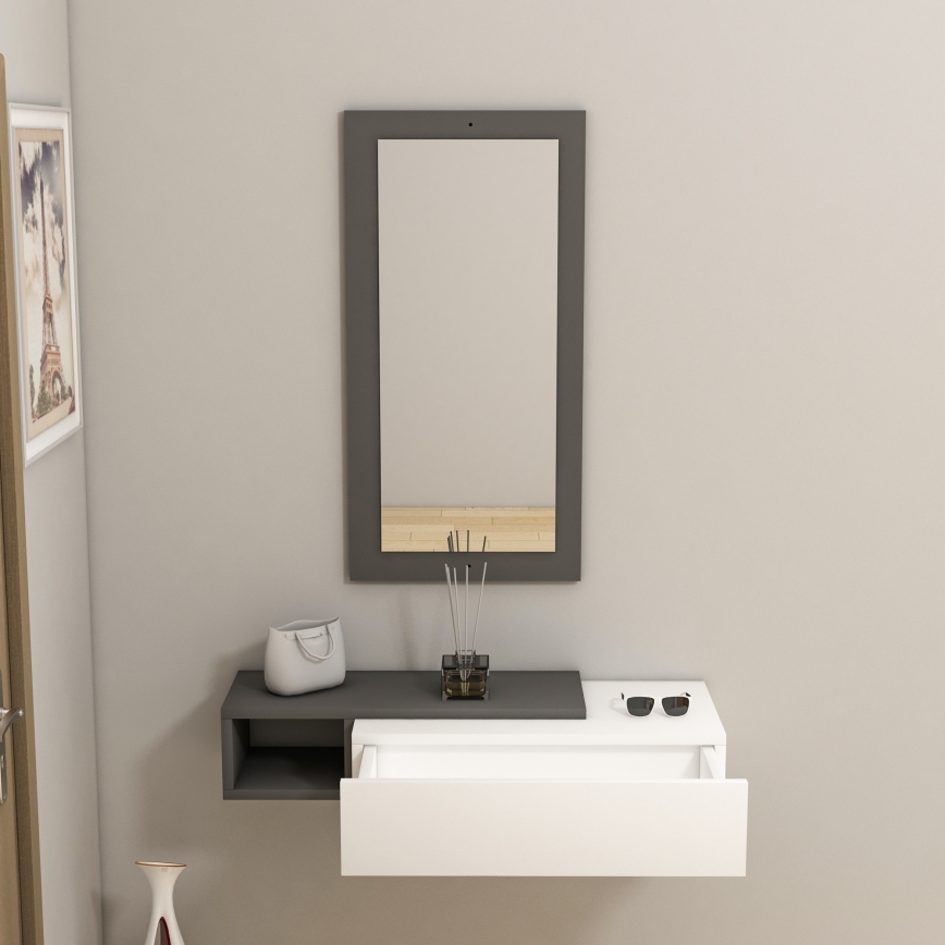 Seinähylly + wall peili VIEN valkoinen/antrasiitti
