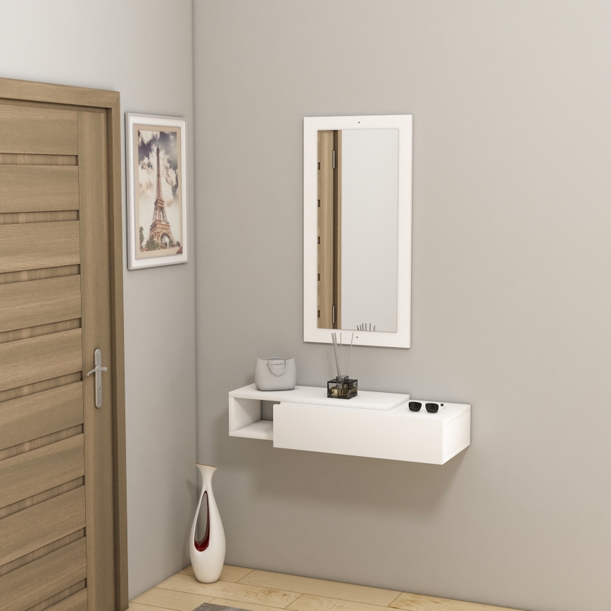 Seinähylly + wall peili VIEN valkoinen