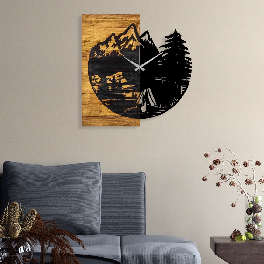 Seinäkello 56x58 cm 1xAA puu/metalli