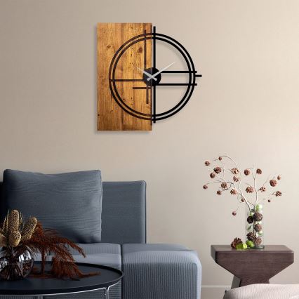 Seinäkello 58x56 cm 1xAA puu/metalli