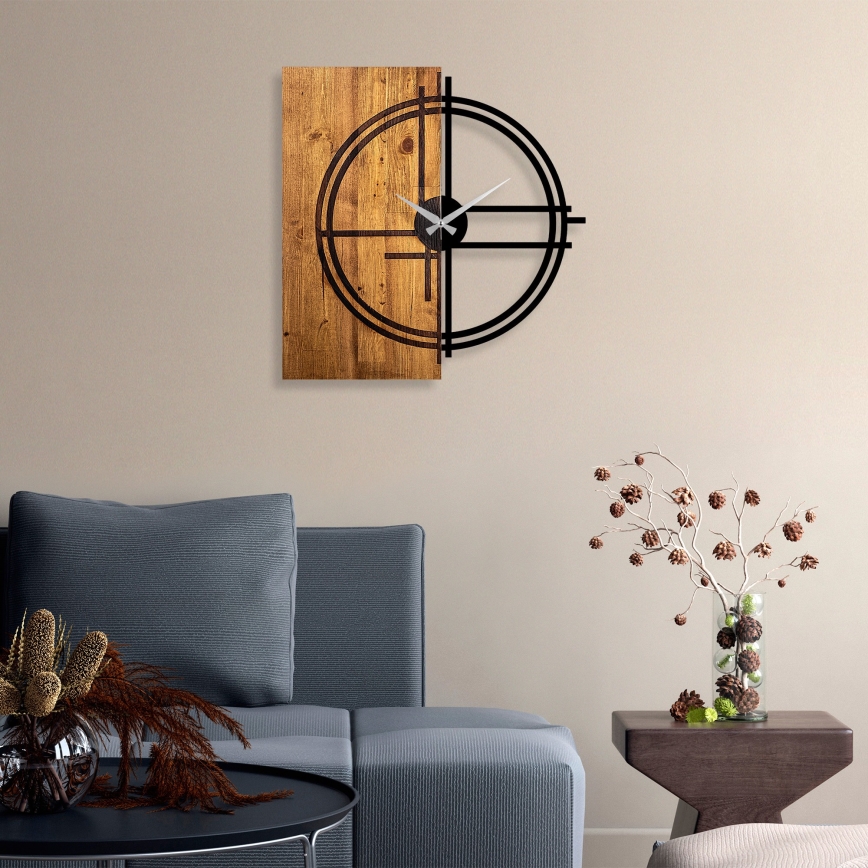 Seinäkello 58x56 cm 1xAA puu/metalli