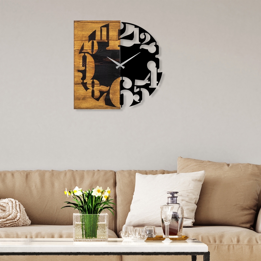 Seinäkello 58x58 cm 1xAA puu/metalli