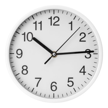 Seinäkello halkaisija 20 cm 1xAA valkoinen/musta