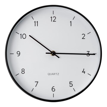 Seinäkello halkaisija 25 cm 1xAA musta/valkoinen