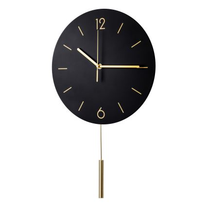 Seinäkello heilurilla halkaisija 30 cm 1xAA musta/kulta