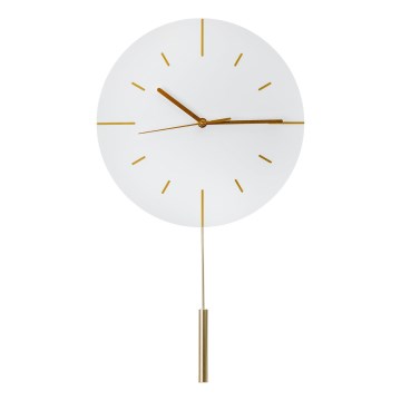 Seinäkello heilurilla halkaisija 30 cm 1xAA valkoinen/kulta